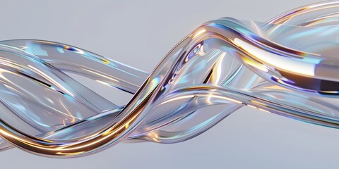 Wall Mural - 3d glass streamline design element, abstract pipe shaped wave, 3d rendering. .