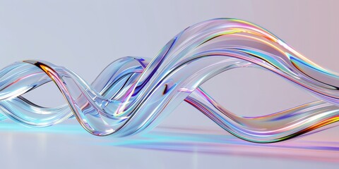 Wall Mural - 3d glass streamline design element, abstract pipe shaped wave, 3d rendering. .
