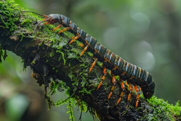 Wall Mural - Detailed close up of a bug on a tree branch. Suitable for nature and wildlife themes