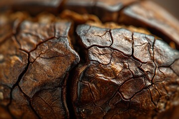 Wall Mural - an image of a cracked walnut nut on a table top