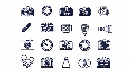 Wall Mural - Collection of different camera icons for design projects