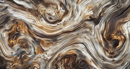 Wall Mural - An abstract wood grain pattern with swirling organic shapes, resembling the cross-section of weathered driftwood