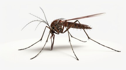 Poster - A mosquito perched on a white background, suitable for insect or pest control concepts