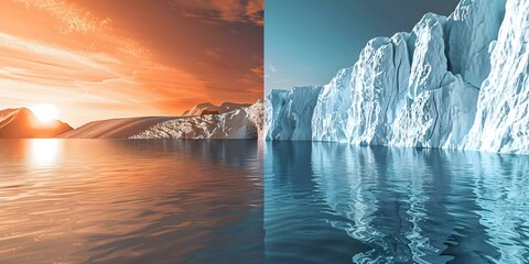 Wall Mural - Glacial Melting from Climate Change Resulting in Sea Level Rise. Concept Climate Change Impacts, Glacial Melting, Sea Level Rise, Environmental Consequences, Global Warming