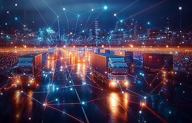 Global logistics network distribution and transportation, Smart logistics, Future of transportation innovation on huge storage centers