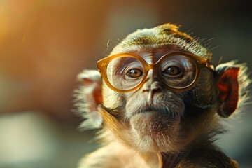 Poster - a monkey wearing glasses with a cute face