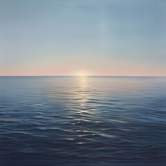 Wall Mural - The ocean is calm and the sun is setting