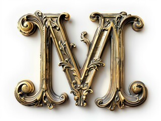 M old lettering in gold relief on white background