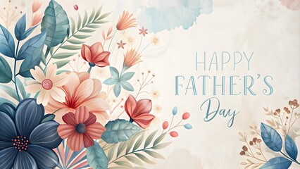Canvas Print - Floral Background Illustration for Father's Day Celebration, Text, Background, Poster, Gift, Card, Poster, Post