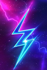 Leinwandbilder - Abstract Neon Lightning Bolt in a Futuristic Design, showcasing vibrant and dynamic energy with bright blue and purple hues, symbolizing power and electric force, Generative AI
