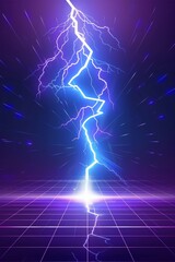 Leinwandbilder - Abstract Neon Lightning Bolt in a Futuristic Design, showcasing vibrant and dynamic energy with bright blue and purple hues, symbolizing power and electric force, Generative AI