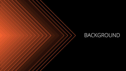 Black abstract background with orange triangular pattern, modern geometric texture, diagonal rays and angles