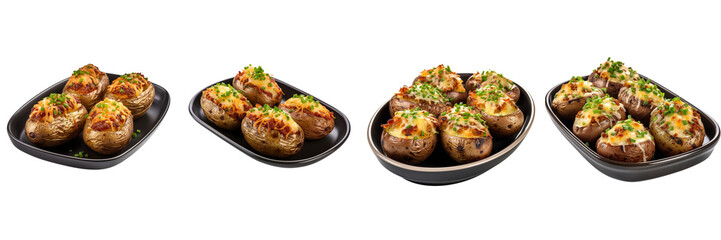 Wall Mural -  Set of A  Masha Batatas Stuffed potatoes  presented on a plate Masha Batatas Stuffed potatoes on a transparent backgrounds 