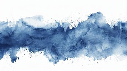 dark blue watercolor stain on white background abstract artistic element digital painting