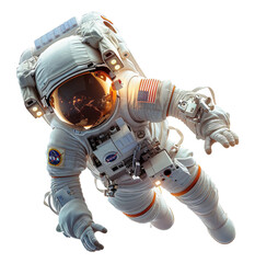 Wall Mural - realistic portrait of astronaut isolated on transparent background, generated ai