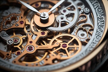 Aufkleber - Close-up of an intricate mechanical watch movement