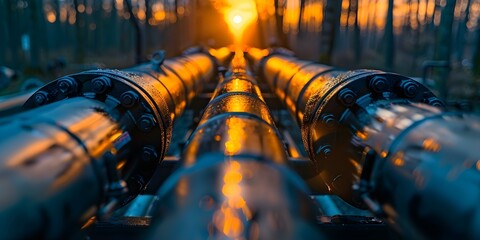 Canvas Print - Industrial System for Transporting Gas or Oil Through Processing Pipelines. Concept Gas Processing, Oil Transportation, Industrial Systems, Pipeline Networks, Energy Infrastructure