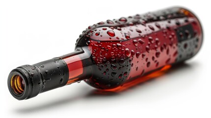 Wall Mural - a red wine bottle on a white background