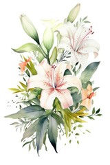 Canvas Print - bright flowers on a white background