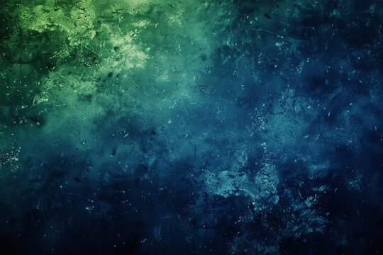 dark blue and green neon lights with grainy grunge texture abstract fantasy background illustration
