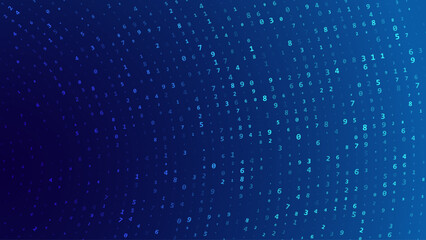 Fototapete - Abstract Numbers Circular Matrix Background. Binary Computer Machine Code On Arcs. Coding Programming Hacker Concept. Computer Science or Network Security Education Vector Background Illustration.