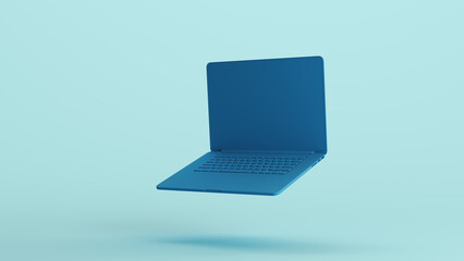 Blue mint laptop notebook computer internet keyboard office communication pale background 3d illustration render digital rendering