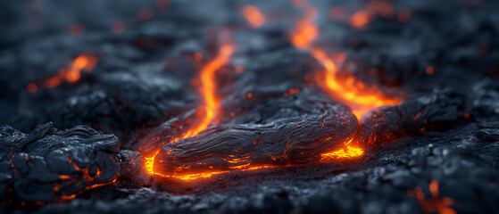 Wall Mural - abstract background of extinct lava with red gaps.
