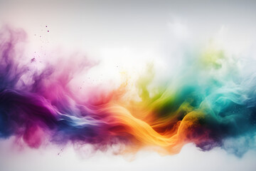 Wall Mural - Dynamic design elements: colorful, blurry fog waves, powder explosions on white, perfect for sound, music, tech, or science themes.