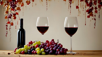 Canvas Print - red wine and grapes