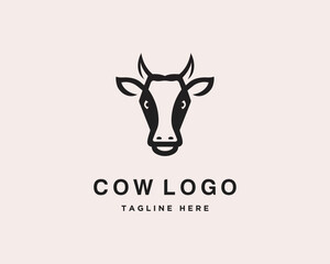 Cow head logo design monogram vector template illustration.