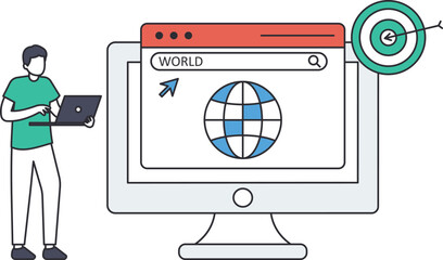 Online Presence and marketing research, Advertisement or digital technology concept,
