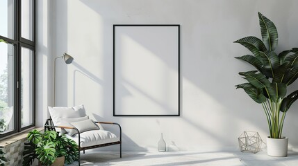 Wall Mural - Poster frame mockup in modern home interior background. Generative Ai