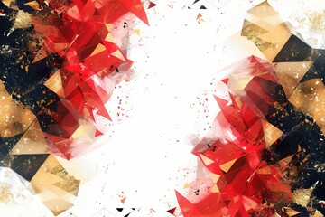 Wall Mural - elegant red gold and black abstract geometric background dynamic explosion border design on white luxury concept