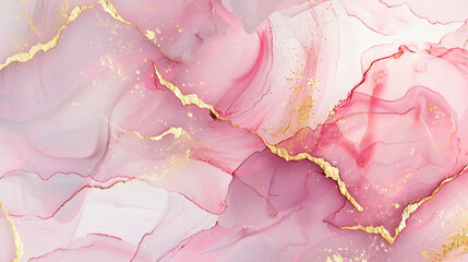 Wall Mural - the background texture of a pink diamond with golden lines