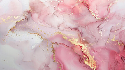 Wall Mural - the background texture of a pink diamond with golden lines