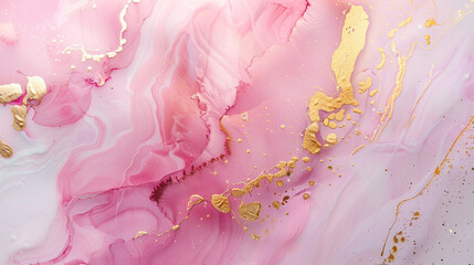 Wall Mural - the background texture of a pink diamond with golden lines