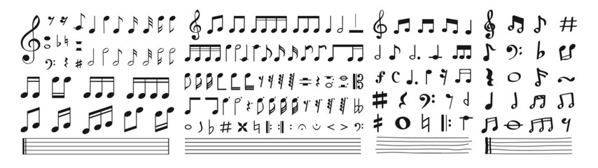 Big set of music notes icon, Music notes symbol