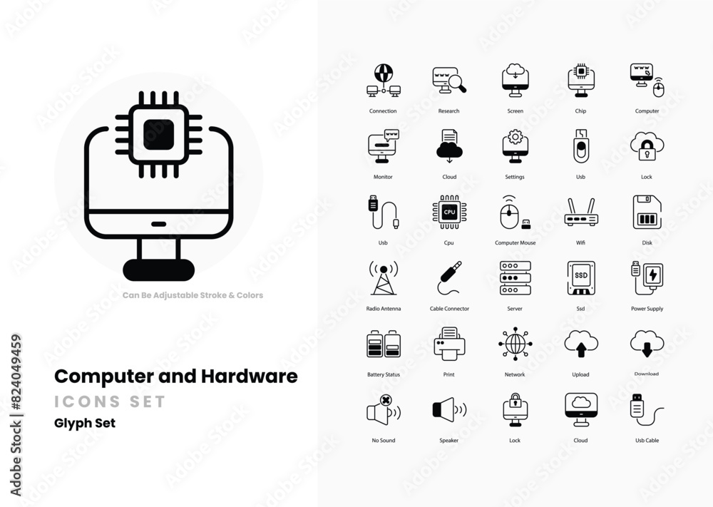 Computer and hardware icons collection. Set contains such Icons as ...