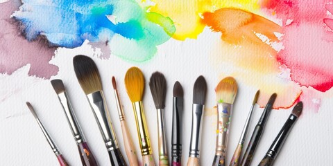 Aufkleber - A Dynamic Splash of Rainbow Colors Created by Paintbrushes, Symbolizing Artistic Expression and the Joy of Painting in a Burst of Vivid Hues