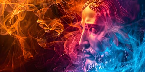 Wall Mural - Colorful abstract portrait of Jesus Christ in Christian art style. Concept Religious Art, Christian Iconography, Abstract Portraiture, Colorful Depiction, Spiritual Symbolism