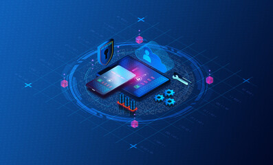 Mobile Device Management Concept - MDM - 3D Illustration