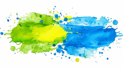 Wall Mural - Vibrant blue and green watercolor splash art