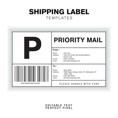 Wall Mural - Customizable Shipping Label Design Template with Sender, Recipient, Package Details, and Customs Information for Efficient Shipping