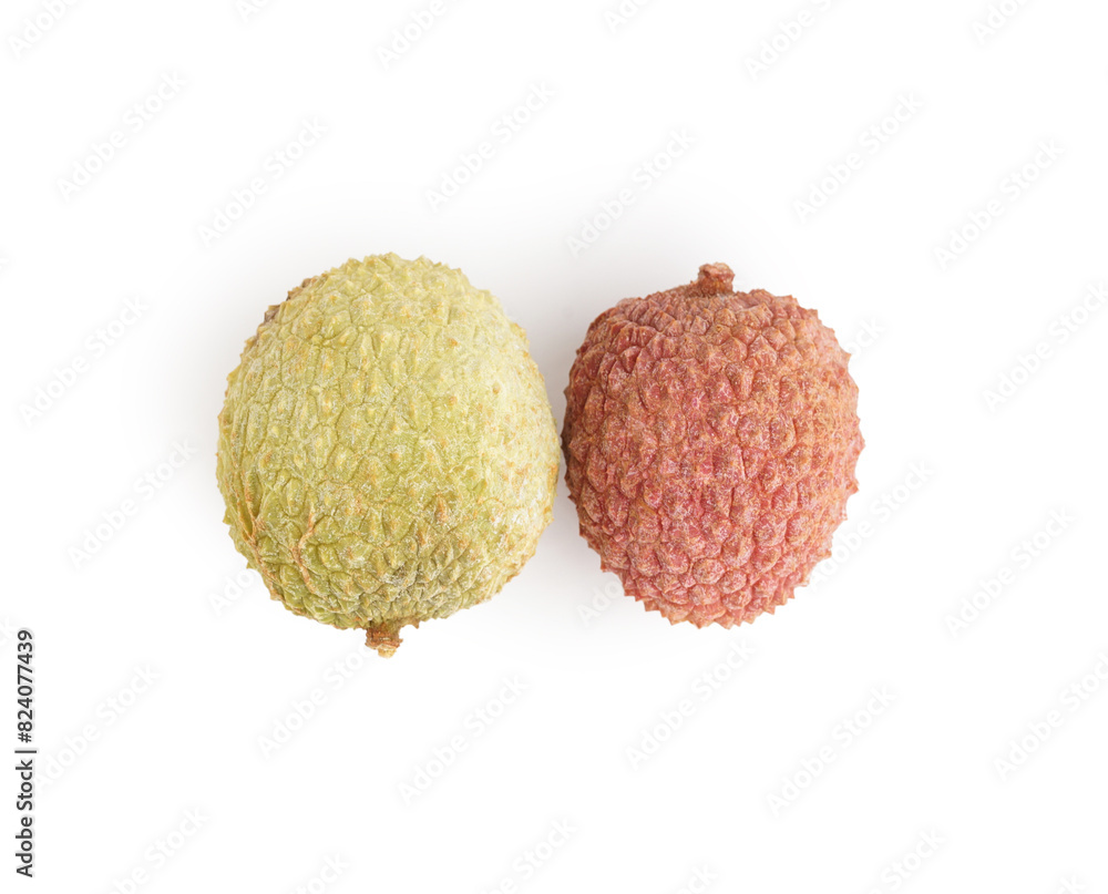 Juicy litchi fruit on white background