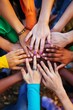 © StockUp - A display of unity with a variety of hands placed together, forming a circle