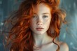 © anatolir - Portrait of a woman with vibrant red hair and freckles exuding a dreamy, ethereal charm