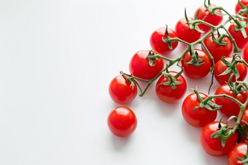 Wall Mural - fresh ripe cherry tomatoes isolated on white background healthy food concept