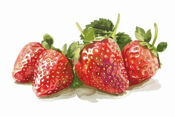 Wall Mural - fresh strawberries on white background vector illustration concept illustrations