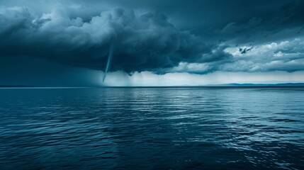 Wall Mural - the calm before the storm as a singular water spout forms a warning of the chaos to come.
