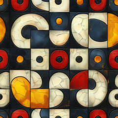 Wall Mural - seamless background with circles and squares